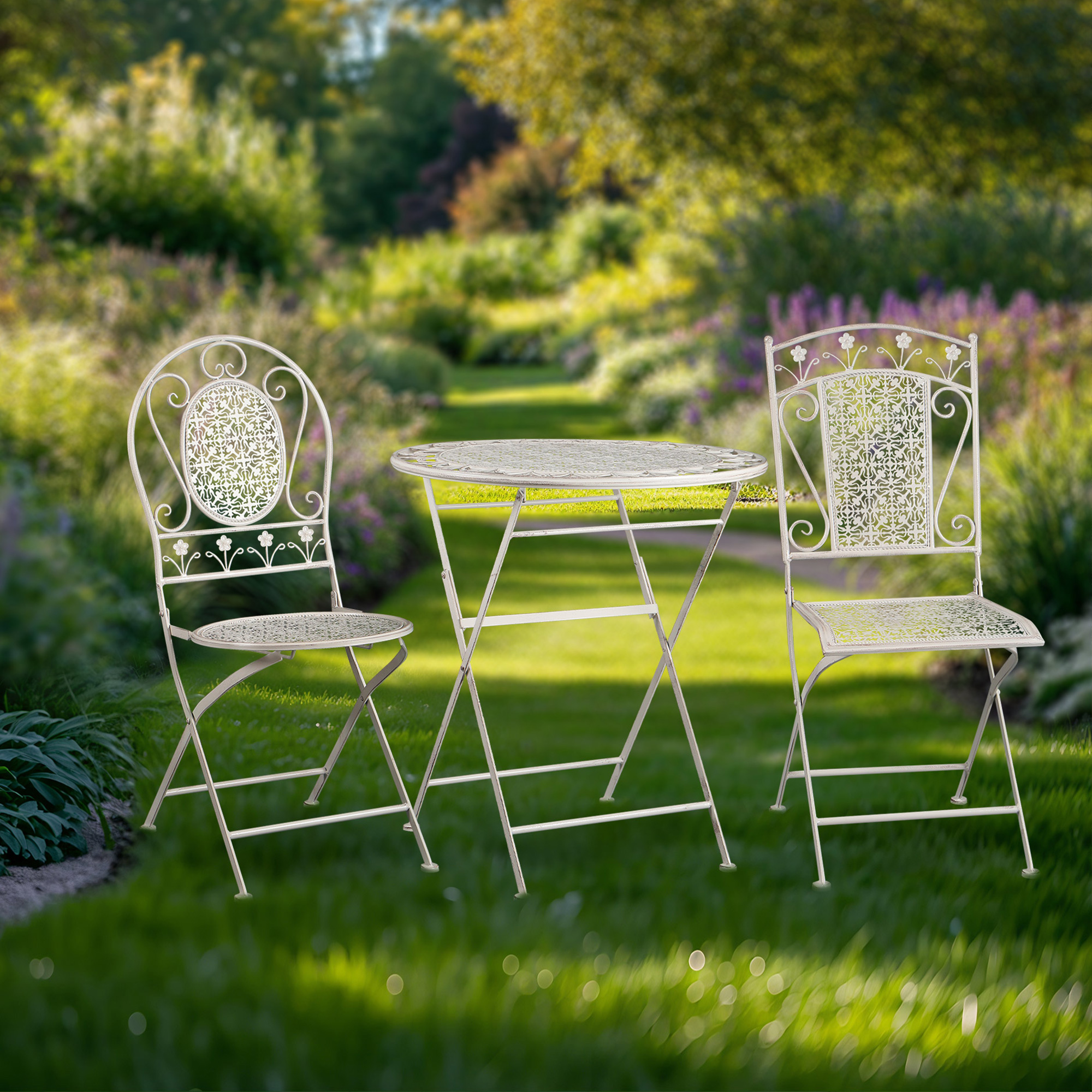 Cover Pic Of Enchanted Trellis Bistro Folding Set in Garden